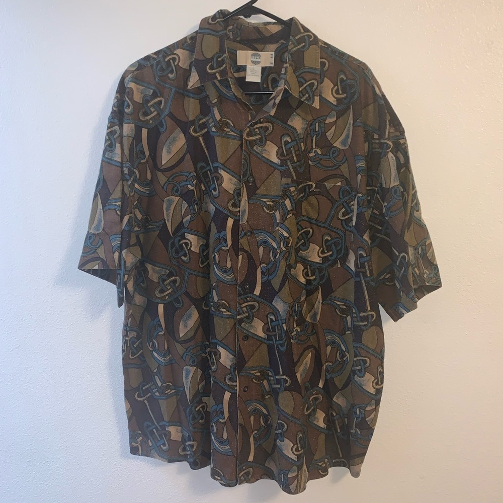 Vintage Silk Uomo By NAK Shirt Button Up Size Large